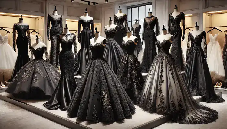 women's black wedding dresses